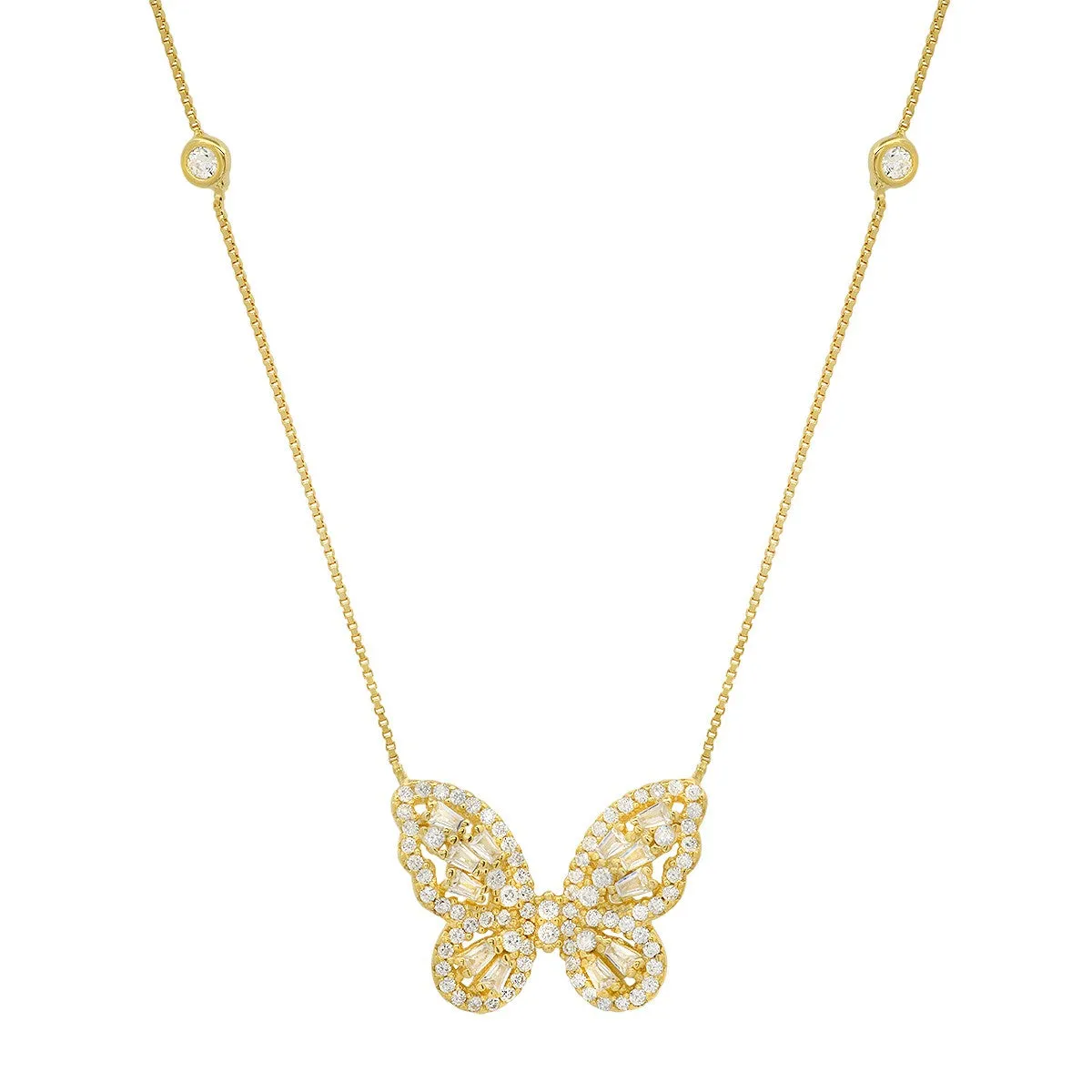 Sterling Silver Baguette Butterfly Station Necklace sold by Ruumur product image thumbnail 2