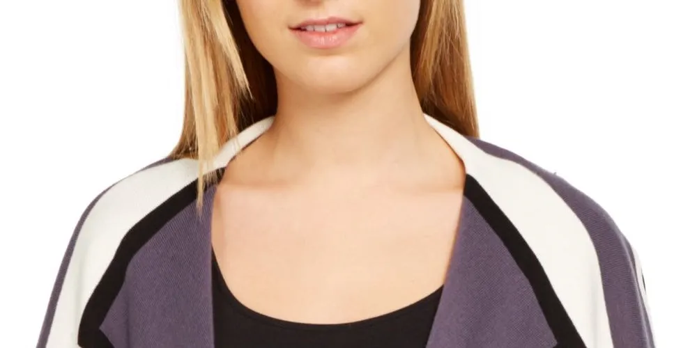 Anne Klein Women's Striped Long Sleeve Open Cardigan Sweater Black Size -XX-Small sold by Ruumur product image thumbnail 2