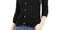 Crave Fame Junior's Ruched Textured Top Black Size X-Large sold by Ruumur