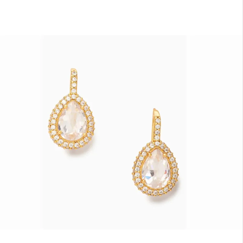 Kate Spade Gold-Tone Pav� Halo Drop Earrings sold by Ruumur