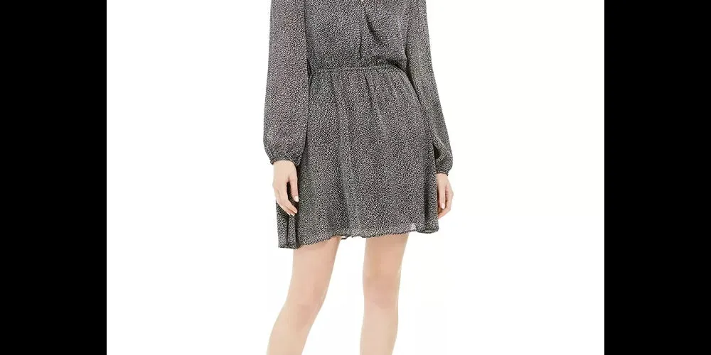 Leyden Women's Printed Long Sleeve V Neck Short Dress Black Size Large sold by Ruumur product image thumbnail 2