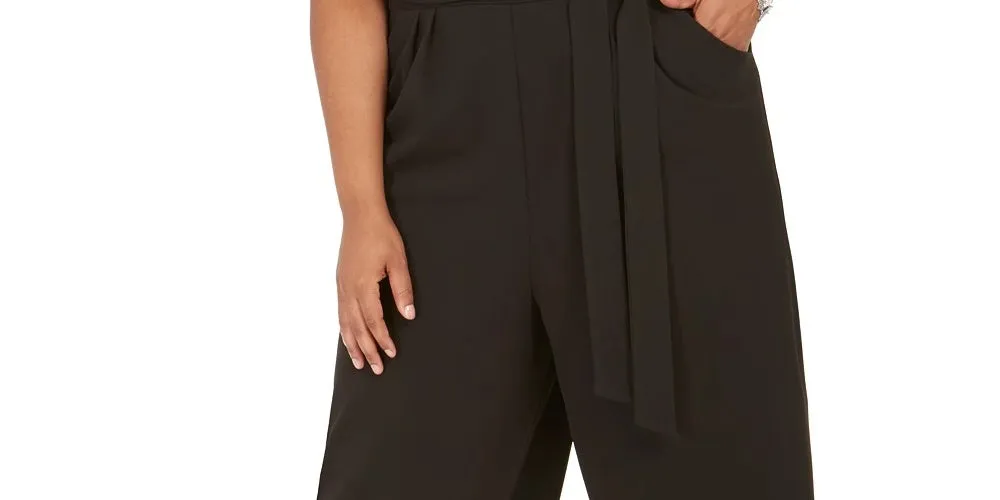 Emerald Sundae Women's Black Belted Sleeveless Sweetheart Neckline T-Shirt Jumpsuit Black Size 24 sold by Ruumur product image thumbnail 3