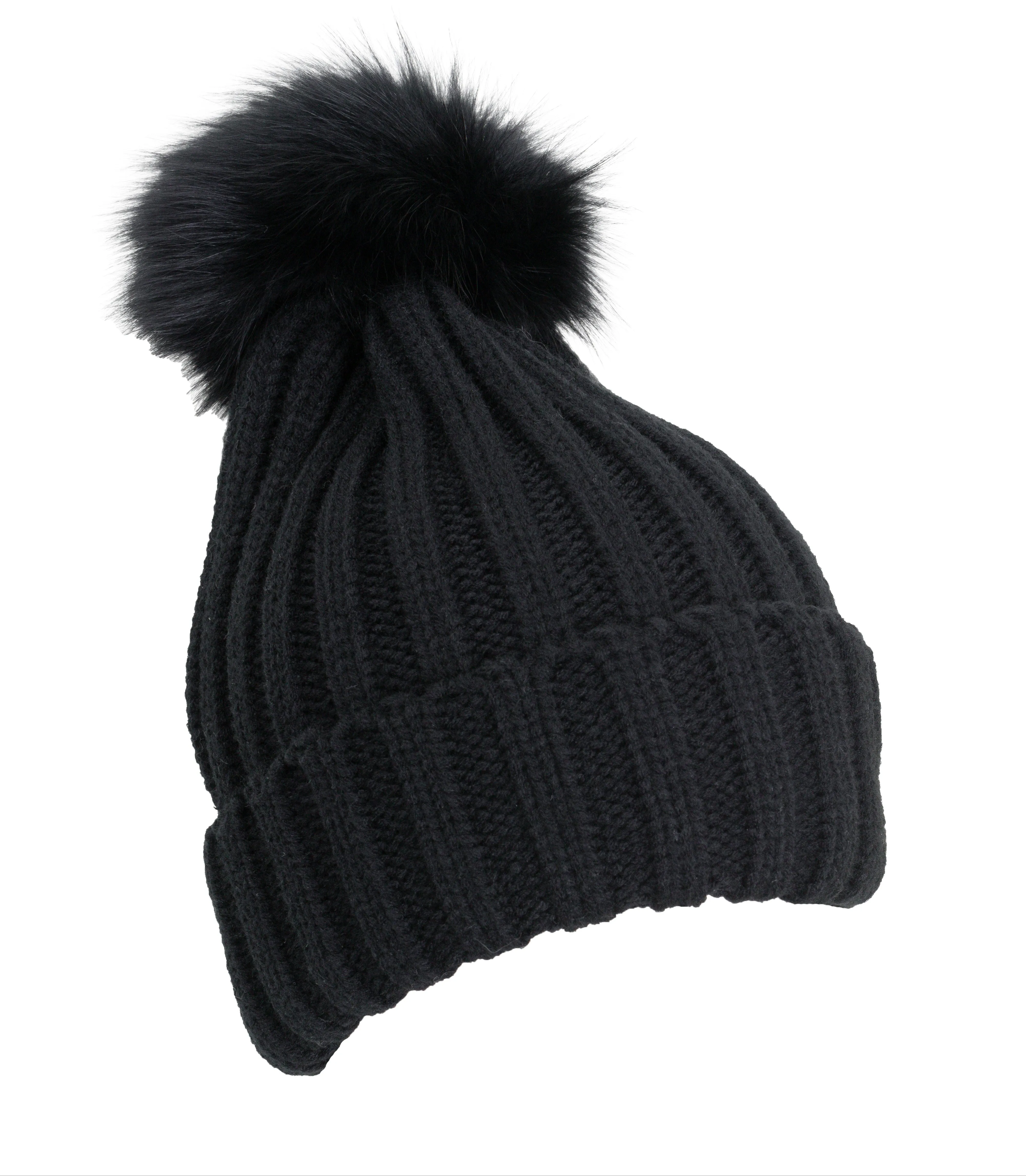 Rebecca and Rifka Knitted Beanie with Pompom(BW-128-BK) sold by Ruumur