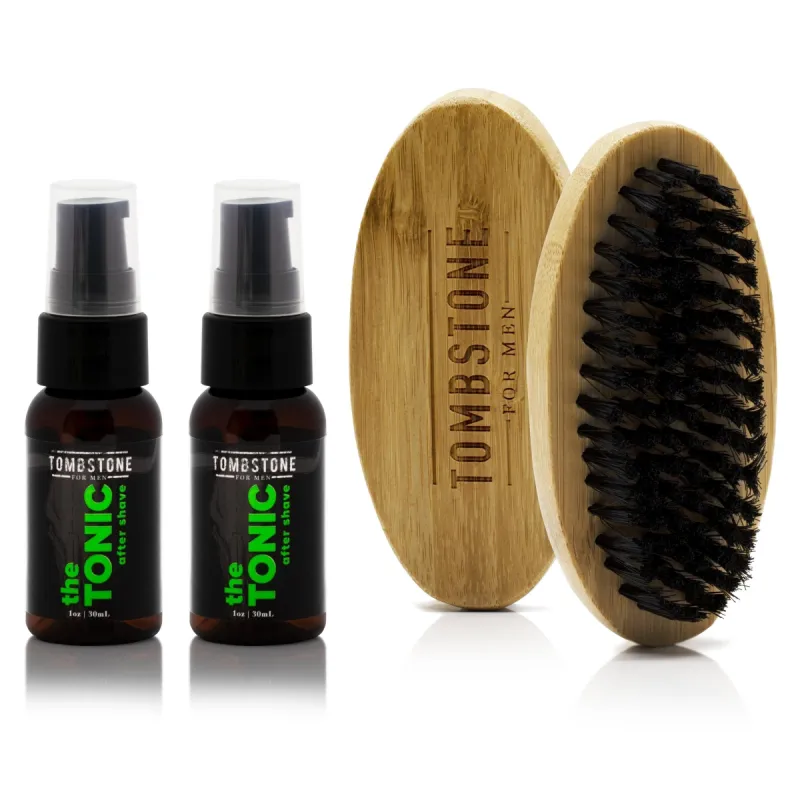 Tombstone for Men The Tonic Post-Shave Cooling Relief After Shave 2-Pack & The Beard Brush Set made by Ruumur