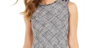 Taylor Women's Plaid Asymmetrical Hem A Line Dress White Size 14 sold by Ruumur