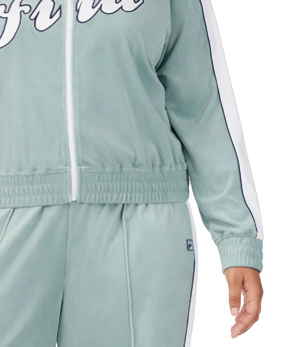 Fila Women's Valery Logo Zip Front Velour Jacket Green Size 1X sold by Ruumur product image thumbnail 3