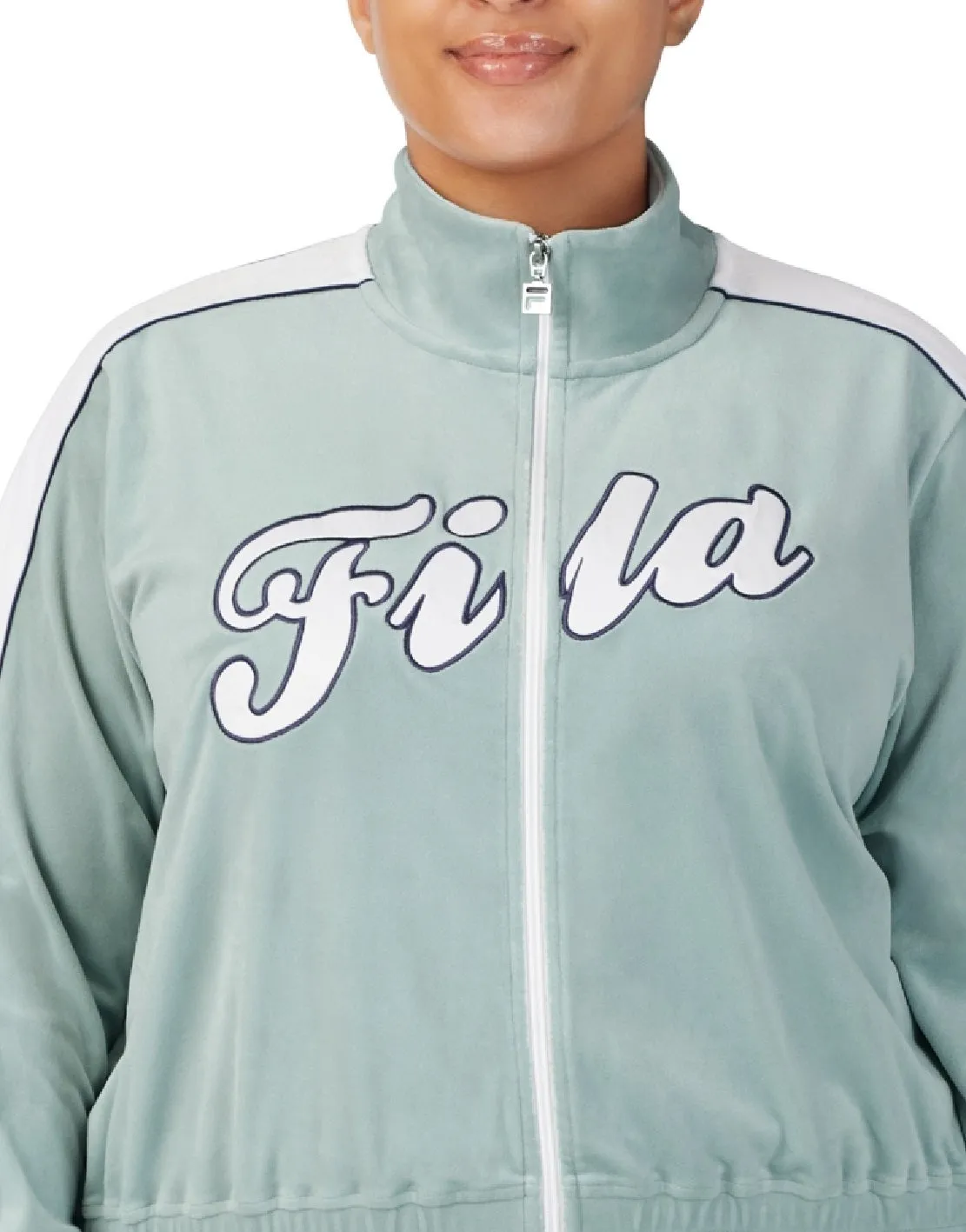 Fila Women's Valery Logo Zip Front Velour Jacket Green Size 1X sold by Ruumur product image thumbnail 2