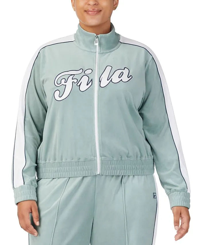 Fila Women's Valery Logo Zip Front Velour Jacket Green Size 1X sold by Ruumur