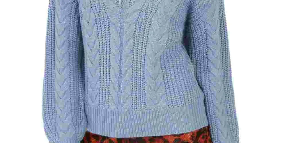 Crave Fame Junior's Turtleneck Cable Knit Sweater Purple Size X-Small sold by Ruumur product image thumbnail 3