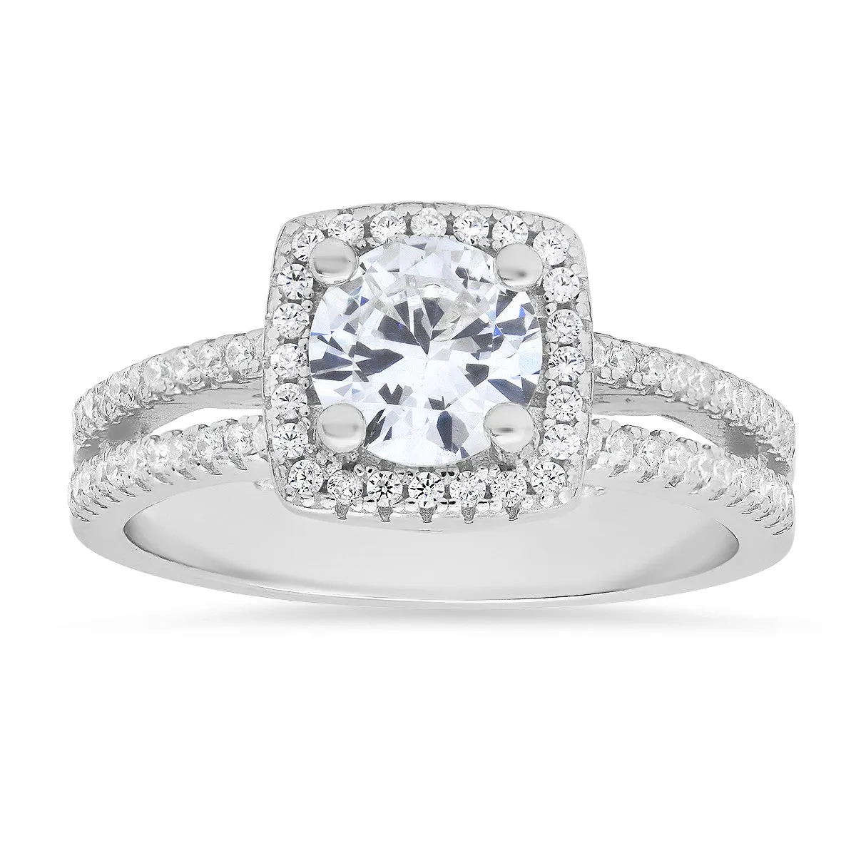 Sterling Silver Round-cut Halo CZ Ring sold by Ruumur
