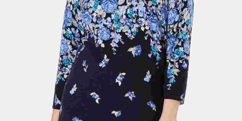 Karen Scott Women's Floral Print Sweater Blue sold by Ruumur product image thumbnail 3