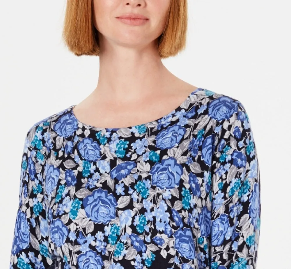 Karen Scott Women's Floral Print Sweater Blue sold by Ruumur product image thumbnail 5