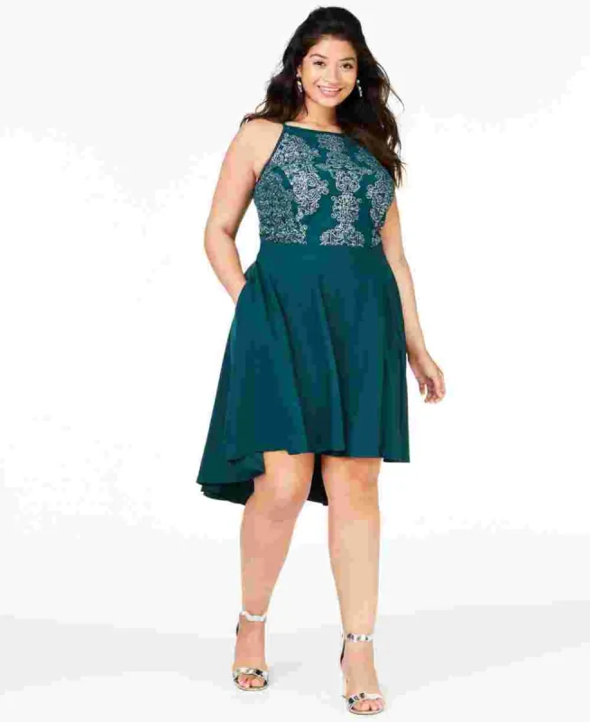 Speechless Women's Trendy Plus Size High-Low Fit & Flare Dress Green Size 24 sold by Ruumur