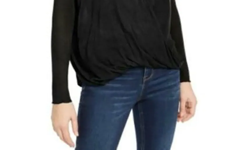 Polly & Esther Juniors' Women's Surplice-Neck Top Black Size Extra Large sold by Ruumur product image thumbnail 3