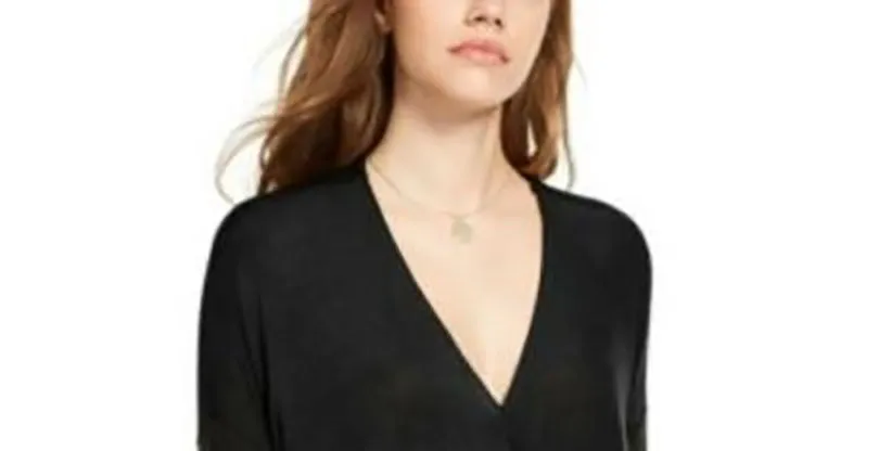 Polly & Esther Juniors' Women's Surplice-Neck Top Black Size Extra Large sold by Ruumur product image thumbnail 2