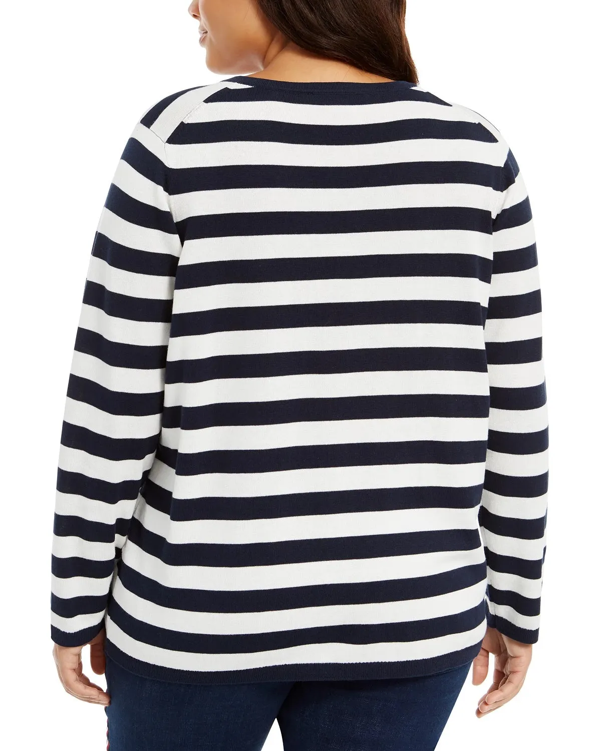 Tommy Hilfiger Women's Plus Size Ivy Striped Logo Sweater Blue Size 1X sold by Ruumur product image thumbnail 2