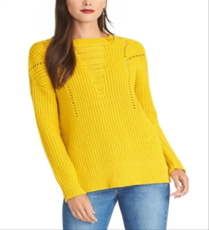 Rachel Roy Women's Long Sleeve Jewel Neck T-Shirt Yellow Size X-Large sold by Ruumur