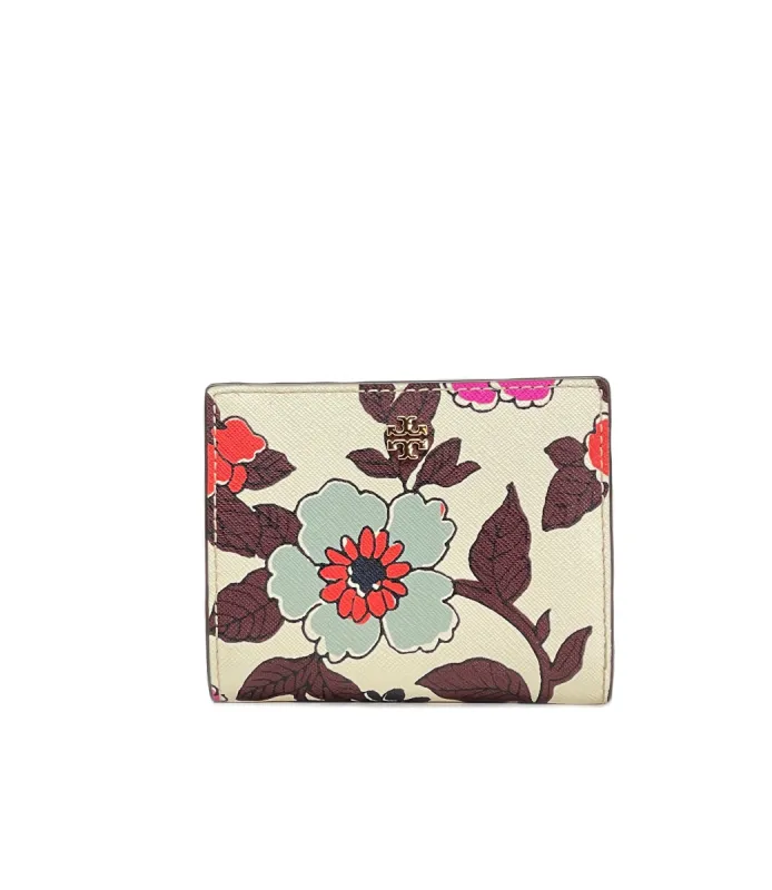 Tory Burch Cream Red Blue Wallpaper Floral Emerson Printed Mini Wallet sold by Ruumur
