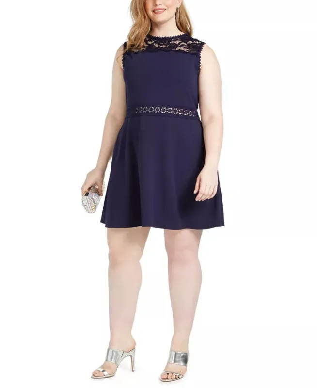Speechless Women's Trendy Plus Size Lace-Trim A-Line Dress Blue Size 22 sold by Ruumur