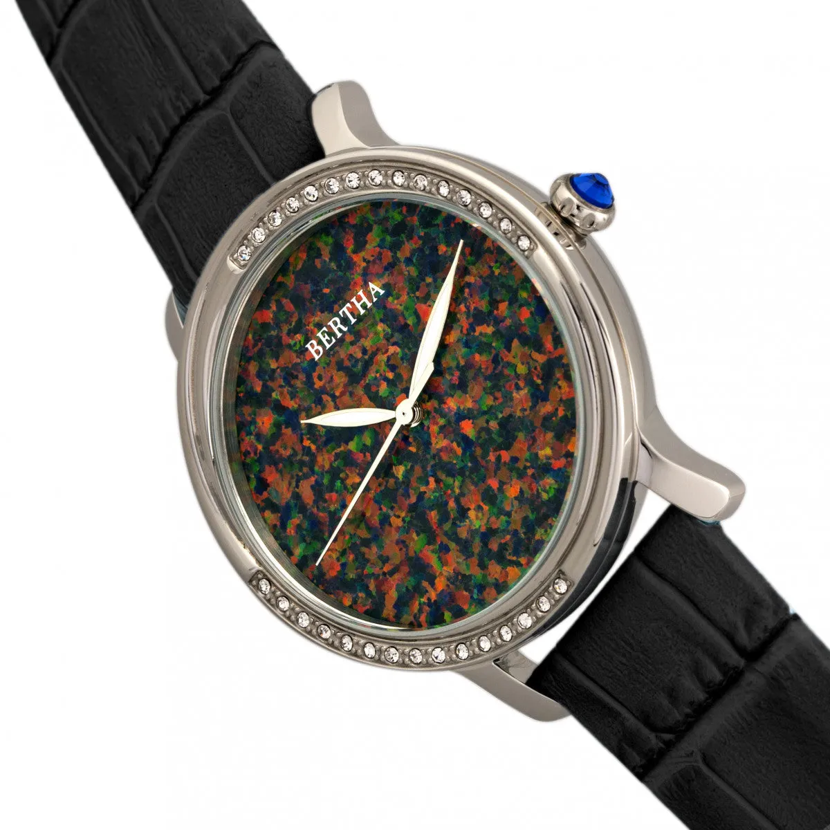 Bertha Courtney Opal Dial Leather-Band Watch - Black sold by Ruumur product image thumbnail 3