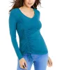 Thalia Sodi Women's Cinch Front Rhinestone Top Turq Aqua Size X-Small sold by Ruumur