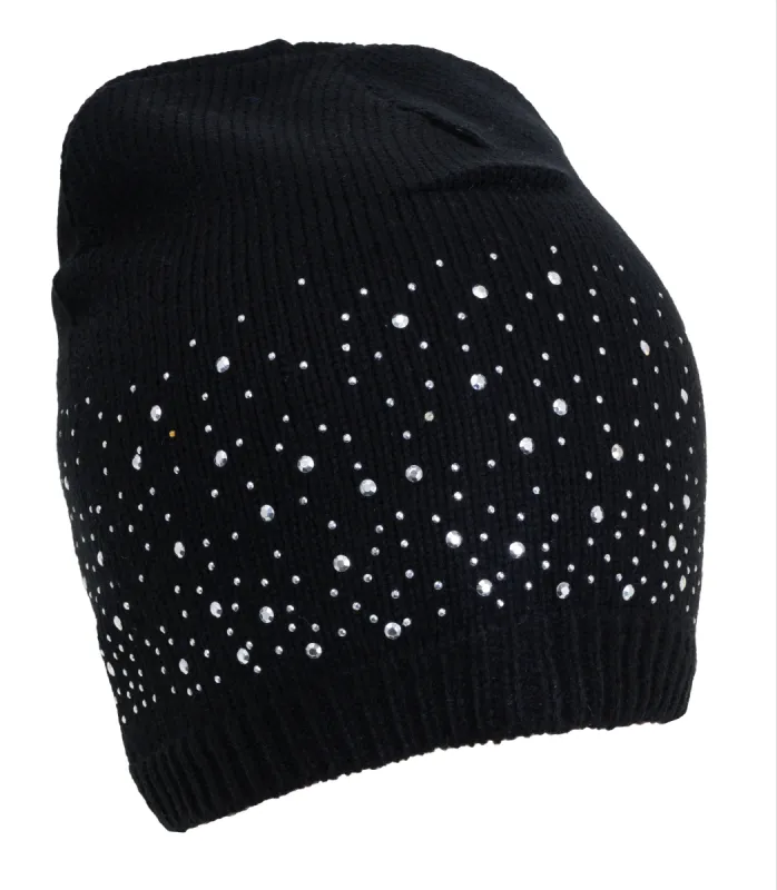 Rebecca and Rifka Knitted Galaxy Stone-Detailed Beanie(BW-102-BK) sold by Ruumur