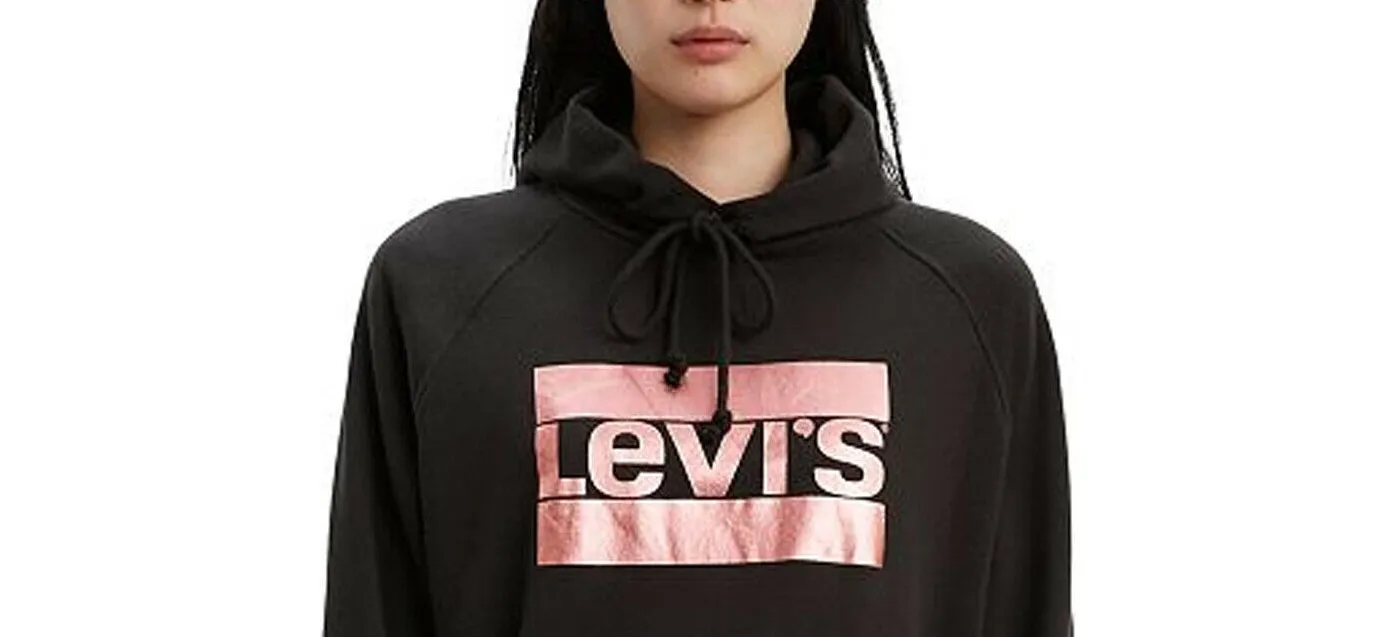 Levi's Women's Metallic Logo-Print Hoodie Black Size Extra Small sold by Ruumur product image thumbnail 2