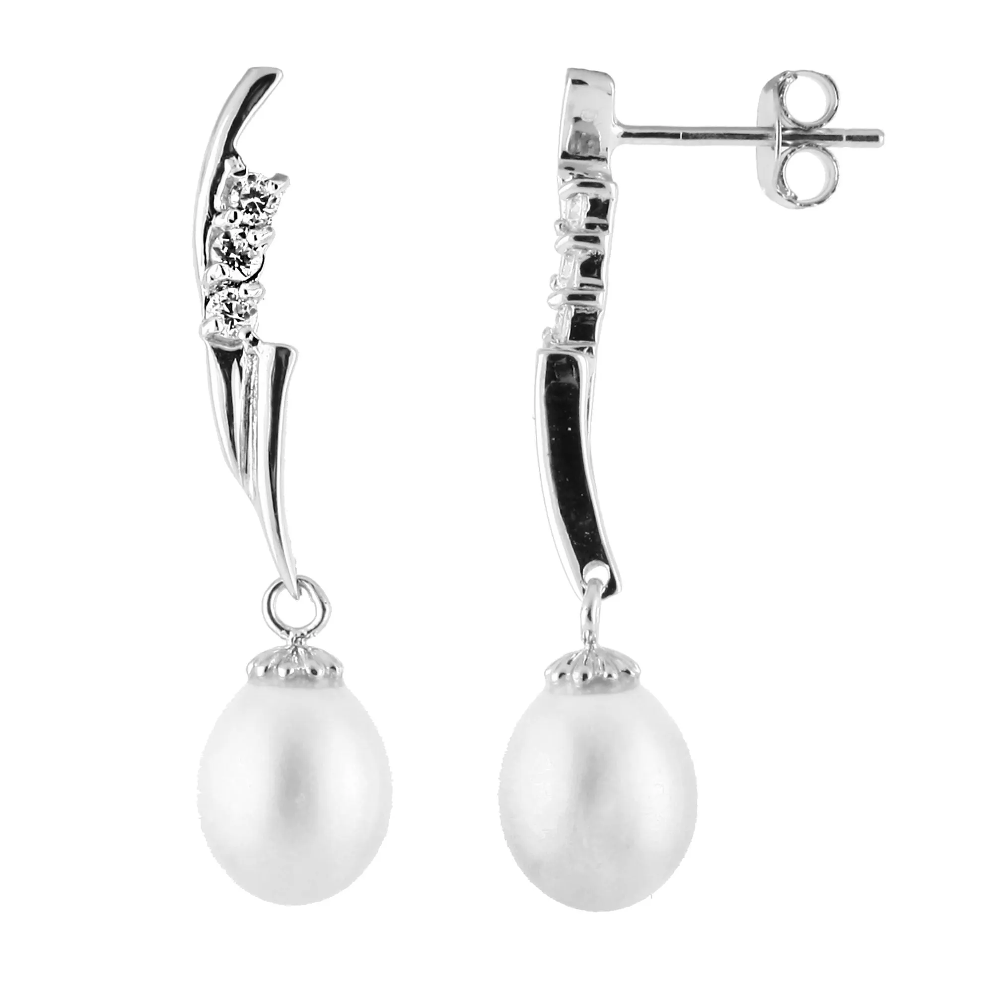 Splendid Pearls Sterling Silver Pearl Earrings ESR-414 sold by Ruumur