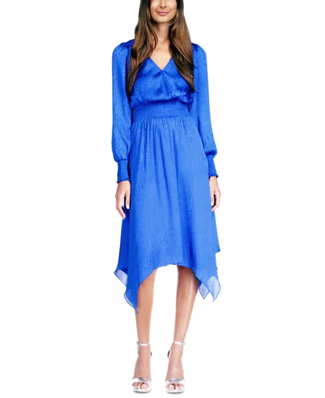 Michael Kors Women's Fractal Zebra Handkerchief Dress Blue made by Michael Kors