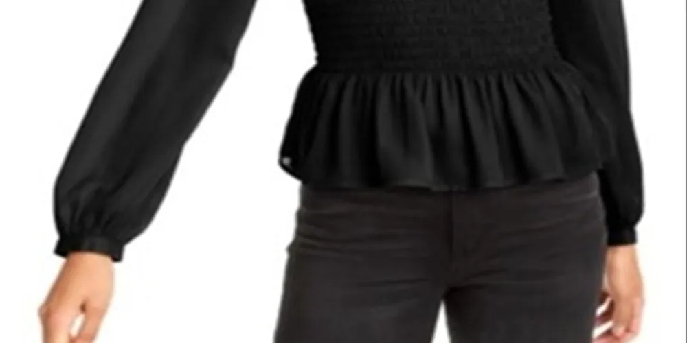 Leyden Women's Smocked Peplum Blouse Black Size X-Large sold by Ruumur product image thumbnail 3