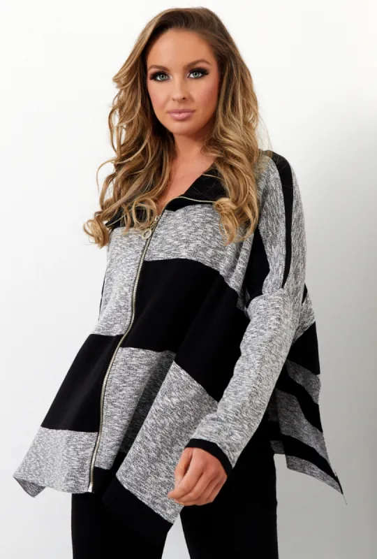 Angel Apparel Color Block Zip Poncho sold by Ruumur