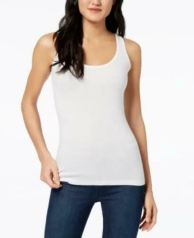 Maison Jules Women's Fitted Tank Top White Size Extra Large sold by Ruumur
