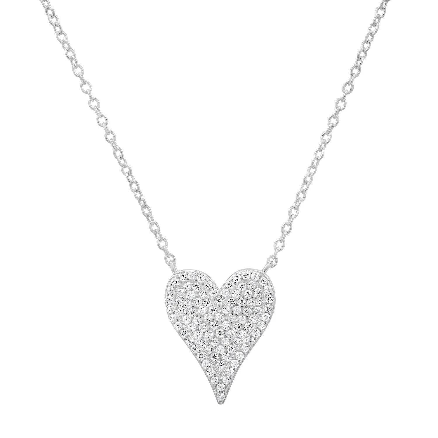 Sterling Silver Elongated Heart CZ Necklace sold by Ruumur