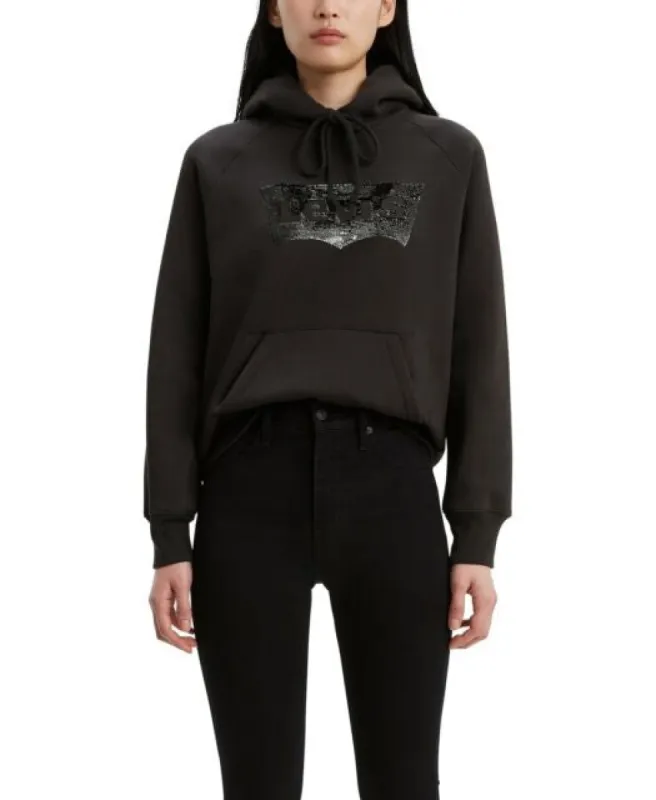 Levi's Women's Graphic Sport Hoodie Black Size X-Small made by Ruumur