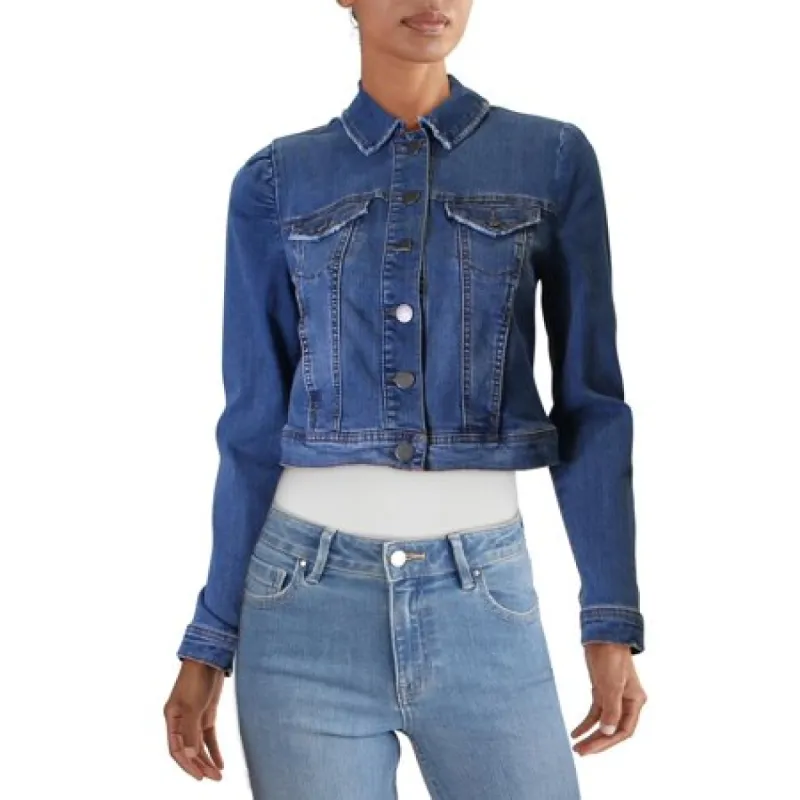Maison Jules Women's Denim Puff Sleeve Jean Jacket Blue Size X-Small sold by Ruumur