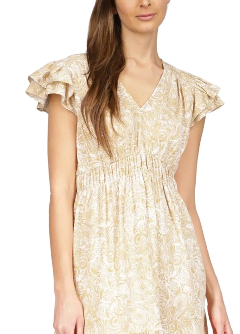 Michael Kors Women's Paisley Print Flutter Sleeve Mini Dress Brown sold by Ruumur product image thumbnail 2