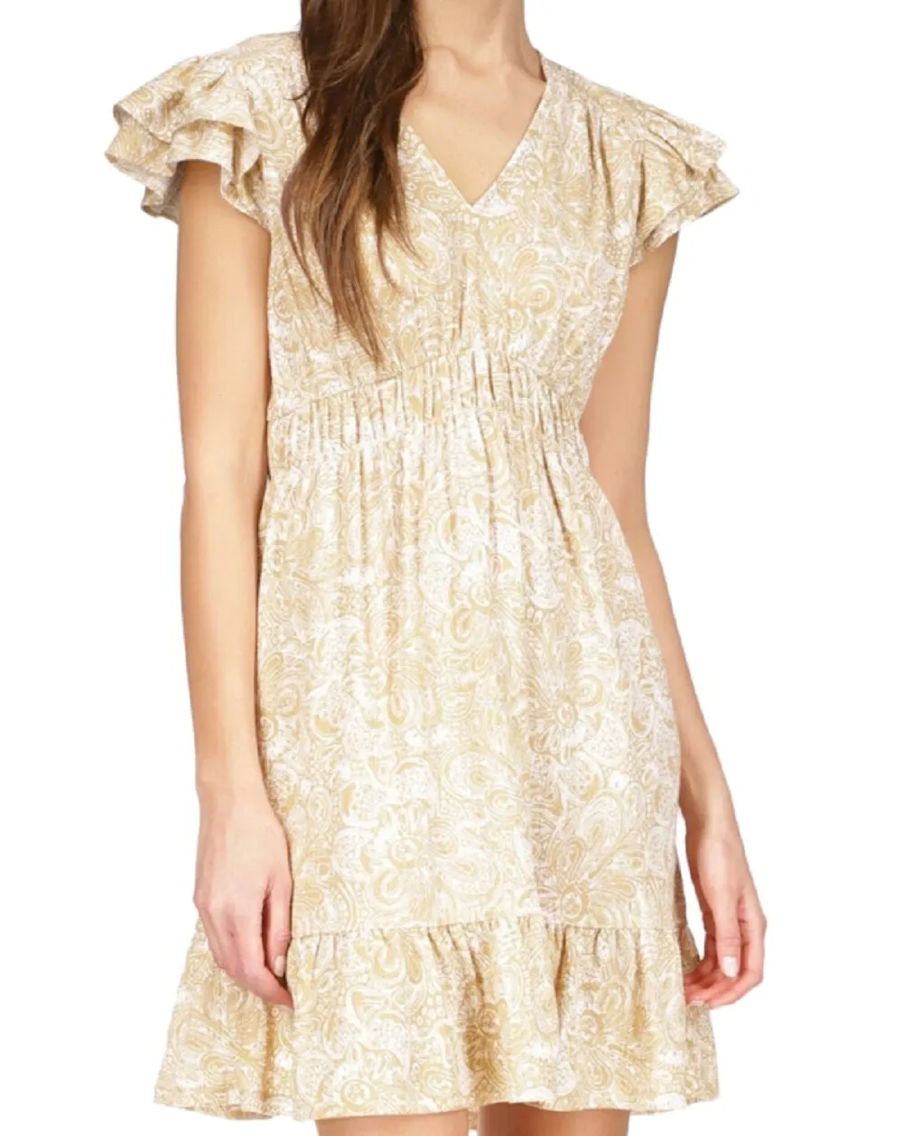 Michael Kors Women's Paisley Print Flutter Sleeve Mini Dress Brown sold by Ruumur product image thumbnail 5