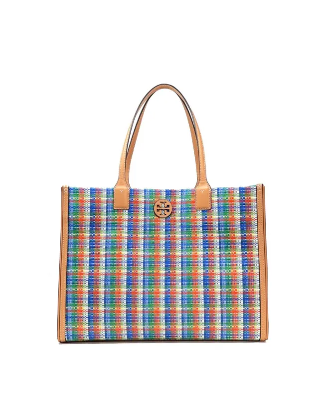 Tory Burch Tory Navy / Multi Ella Poly Woven Nylon Tote sold by Ruumur