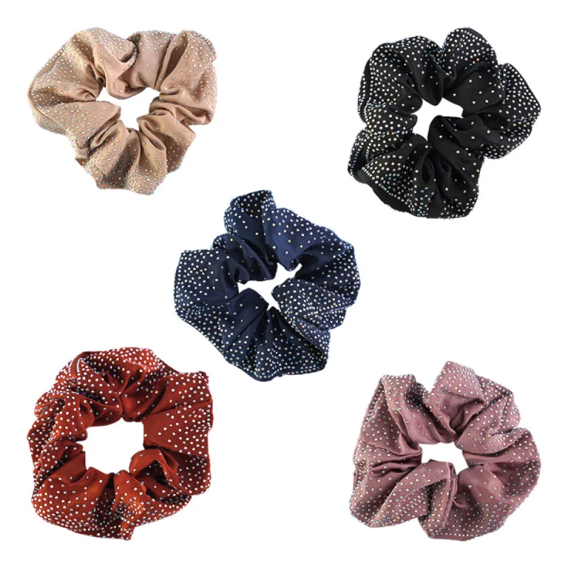 SOFT SATIN CRYSTAL SCRUNCHIES  BUNDLE OF 5 sold by Ruumur