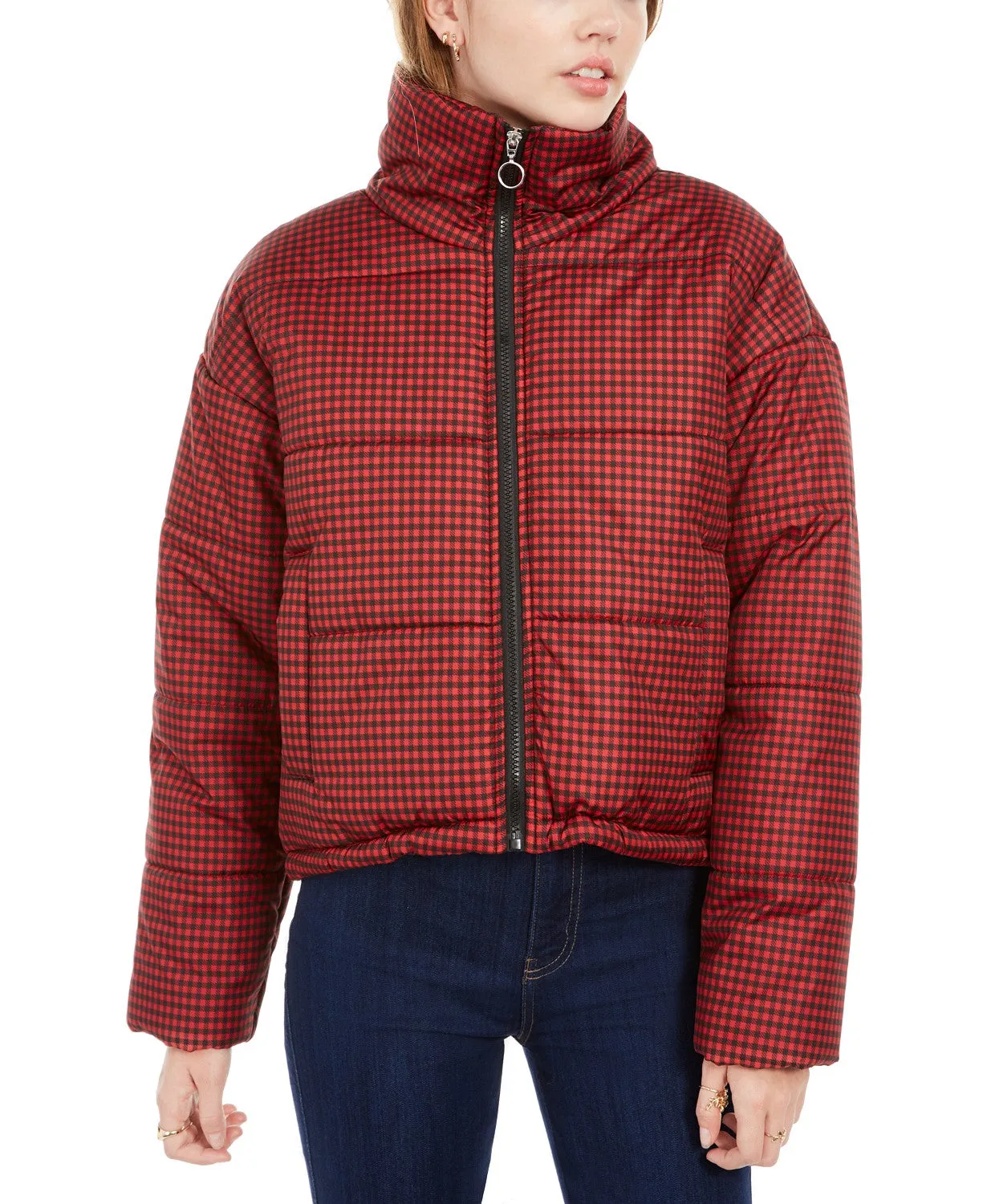 Celebrity Women's Pink Juniors' Plaid Puffer Coat Red sold by Ruumur product image thumbnail 4