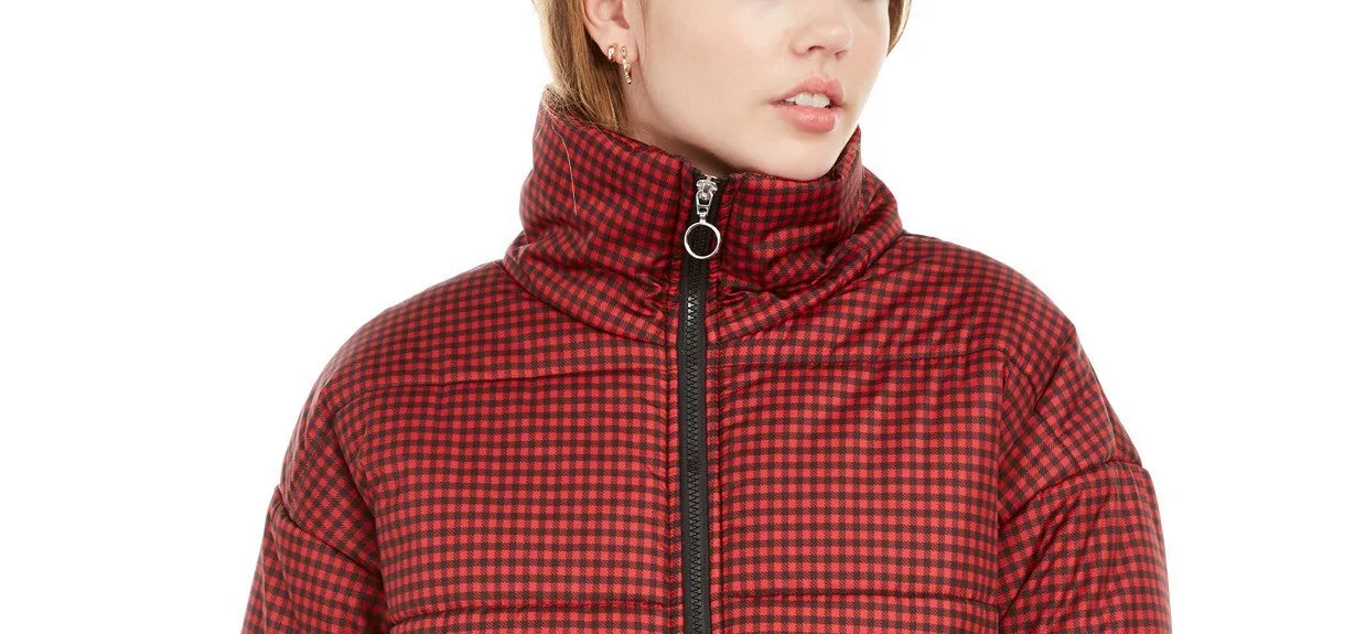 Celebrity Women's Pink Juniors' Plaid Puffer Coat Red sold by Ruumur product image thumbnail 2