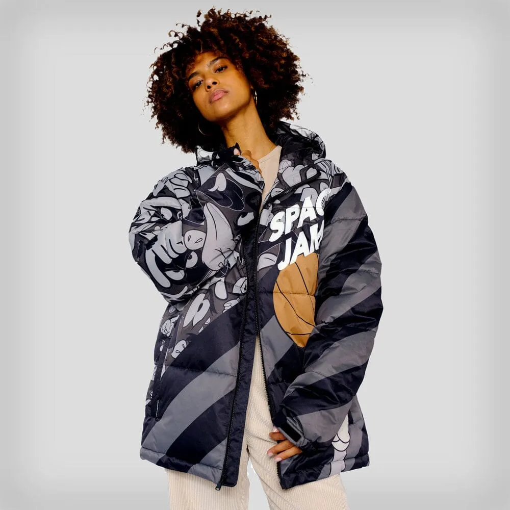 Members Only Women's Space Jam Puffer Oversized Jacket sold by Ruumur