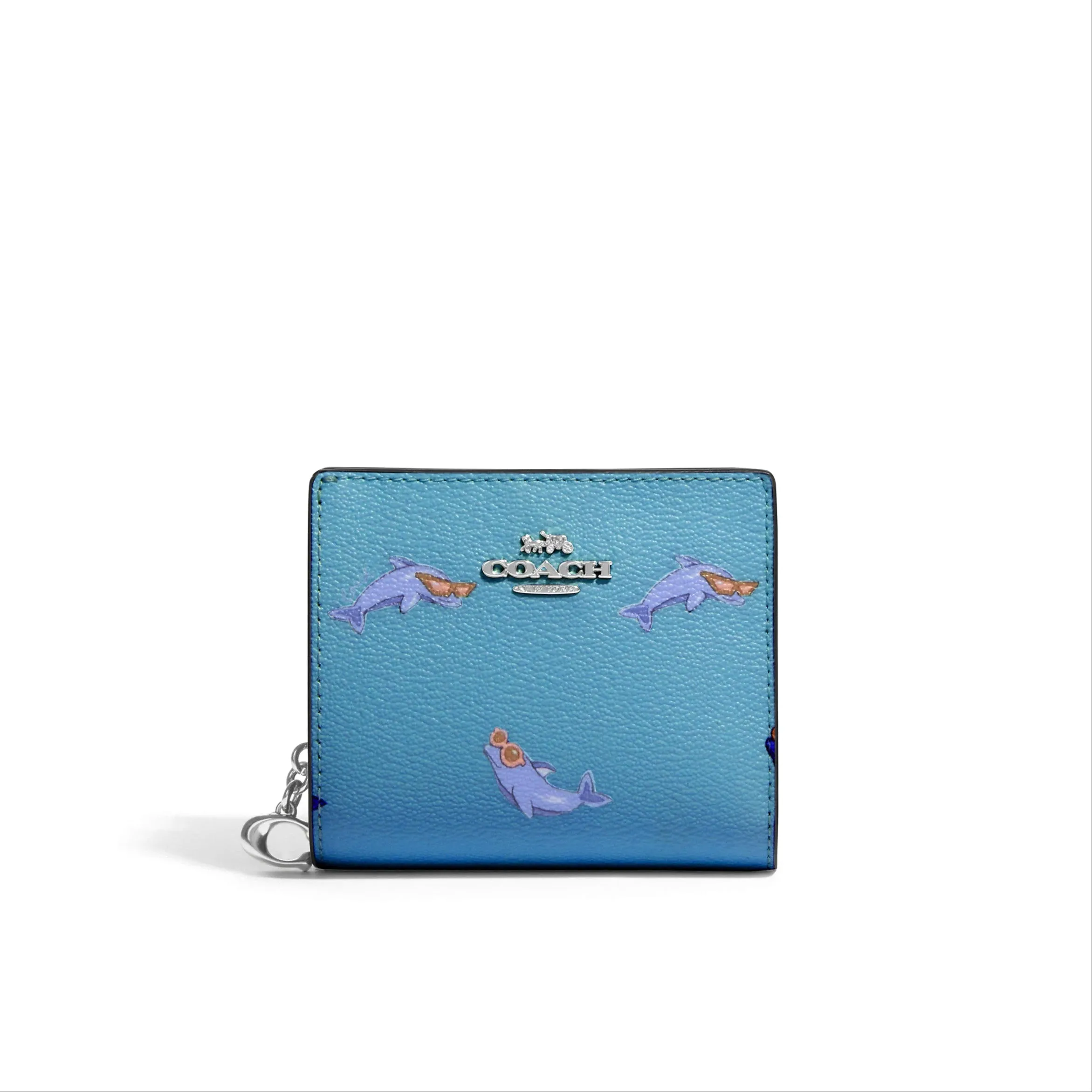 Coach Women's Blue Multi Snap Wallet With Dolphin Print sold by Ruumur