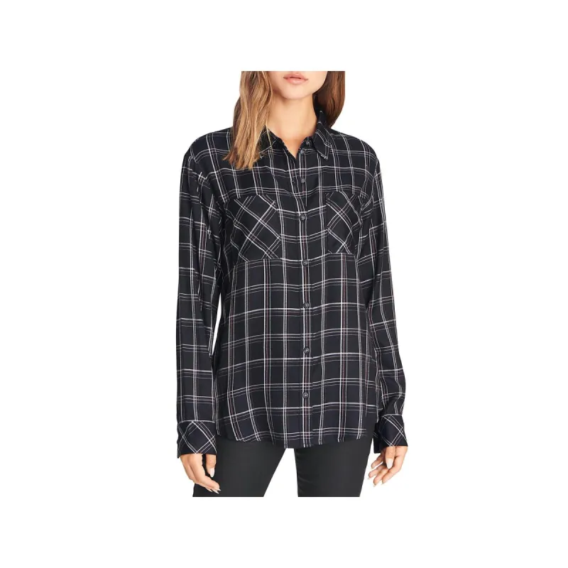 Sanctuary Women's New Generation Plaid Boyfriend Blouse Black Size Medium sold by Ruumur