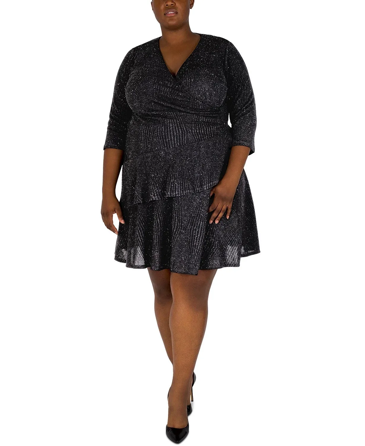 Robbie Bee Women's Glitter Knit Dress Black Size 1X sold by Ruumur