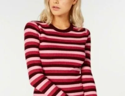 Hooked Up Women's By Iot Juniors' Shine Striped Rib-Knit Sweater Pink Size Medium sold by Ruumur product image thumbnail 2