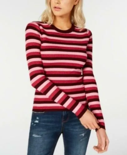 Hooked Up Women's By Iot Juniors' Shine Striped Rib-Knit Sweater Pink Size Medium sold by Ruumur