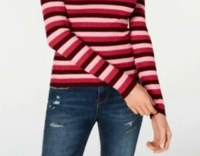 Hooked Up Women's By Iot Juniors' Shine Striped Rib-Knit Sweater Pink Size Medium sold by Ruumur product image thumbnail 3