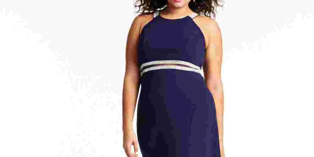 Sequin Hearts Women's Trendy Plus Embellished Halter Gown Blue Size 16 sold by Ruumur product image thumbnail 2