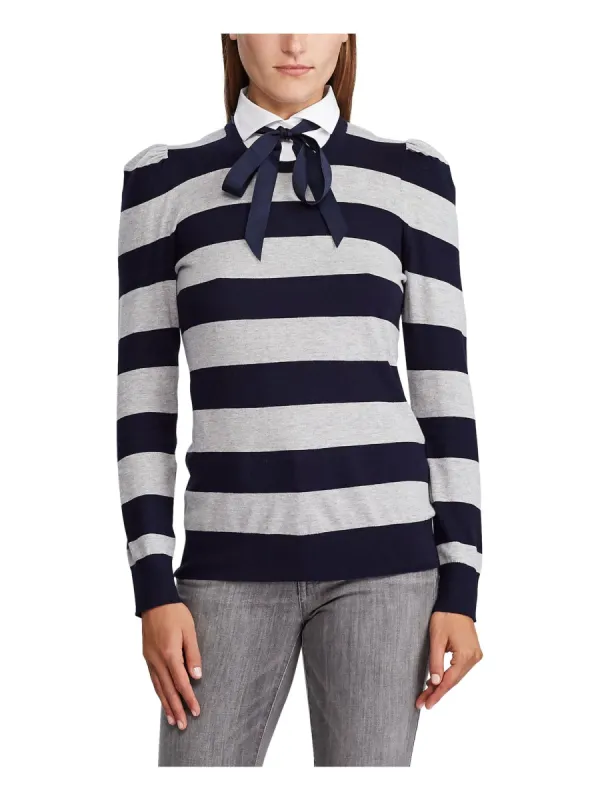 Ralph Lauren Women's Striped Long Sleeve Hi Lo Sweater Blue Size Small sold by Ruumur